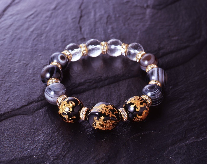 天眼オニキス四神獣ブレス白水晶/天眼石/オニキス/天然石 パワーストーン ブレスレット 天眼オニキス四神獣ブレス白水晶/天眼石/オニキス/天然石 パワーストーン ブレスレット