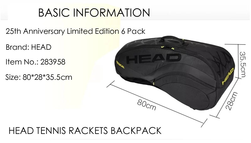 Tennis-男性と女性のための6パックテニスバッグ,荷物,大容量,荷物の販売,25周年記念の限定版