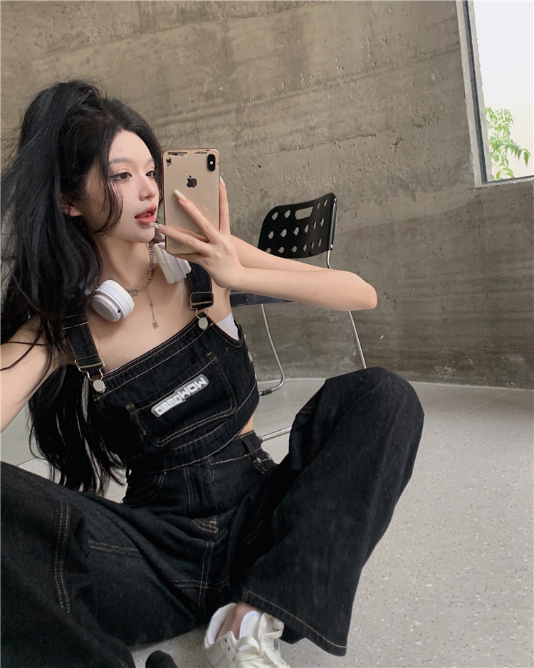 セットアップ レディース プルオーバー デニム Gパン ズボン デニムパンツ ワイドパンツ ストレートパンツ クロップド クロップド丈 ノースリーブ ノースリ スクエアネック ワイド ストレート