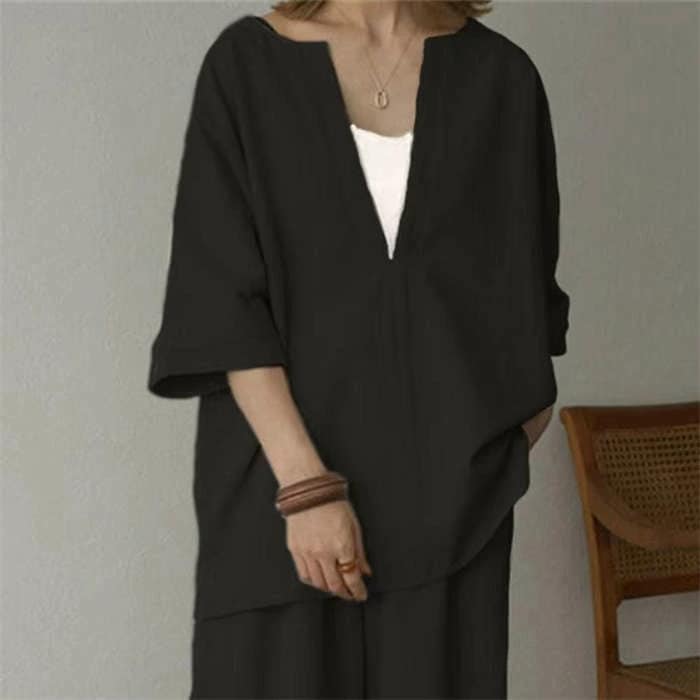 セットアップ パンツ レディース リネン 綿 コットン 夏 秋 上下セット 上下 ワイドパンツ 七分袖 半袖 Tシャツ Vネック 深Vネック カットソー きれいめ ゆったり 部屋着 無地 体型カバー セットアップ パンツ レディース リネン 綿 コットン 夏 秋 上下セット 上下 ワイドパンツ 七分袖 半袖 Tシャツ Vネック 深Vネック カットソー きれいめ ゆったり 部屋着 無地 体型カバー