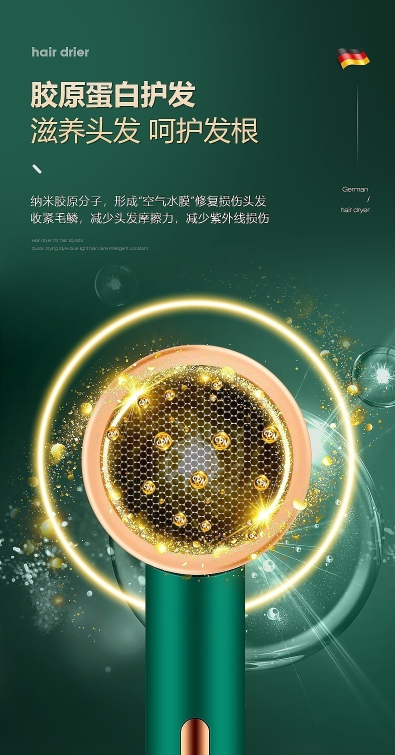 ヘアドライヤー 大風量 速乾 三段階温度調整 220V マイナスイオン