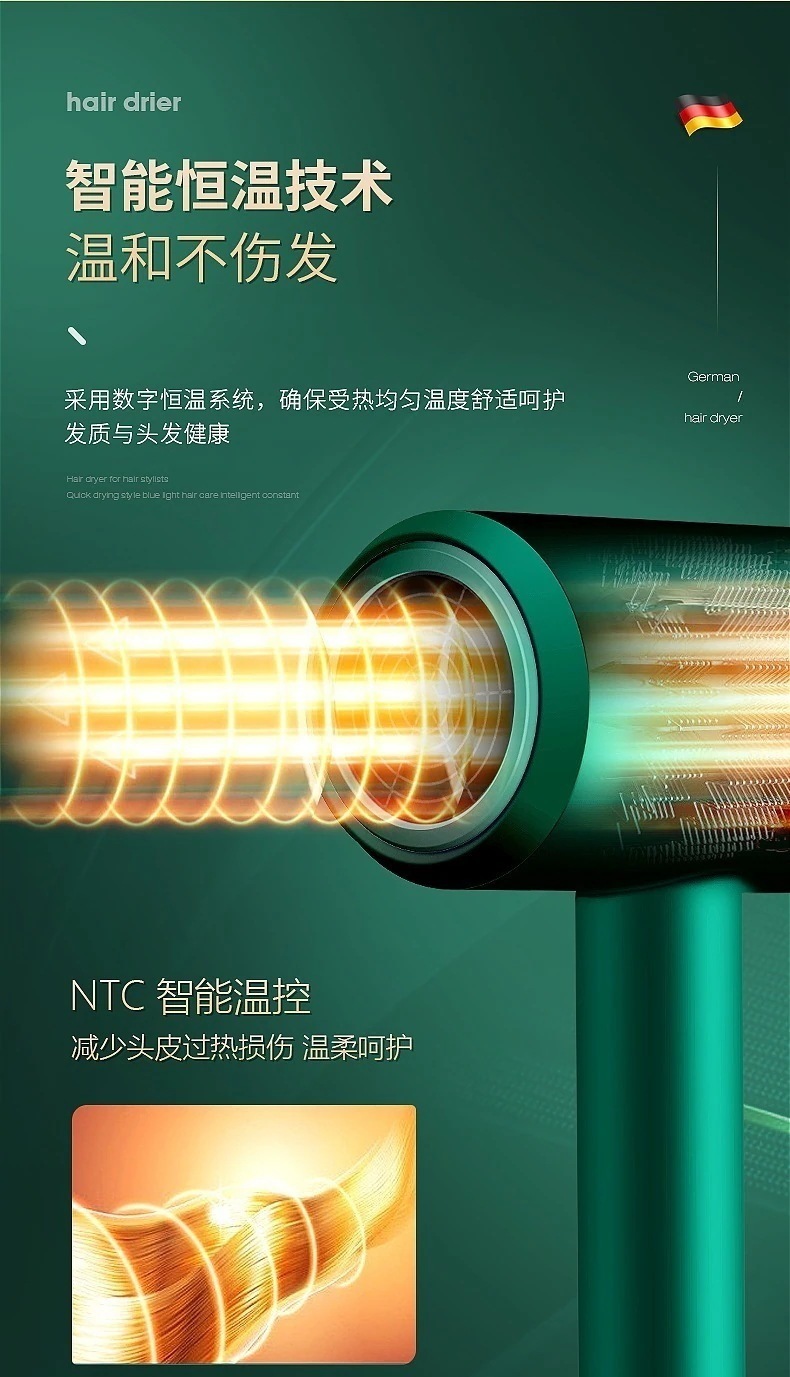 ヘアドライヤー 大風量 速乾 三段階温度調整 220V マイナスイオン