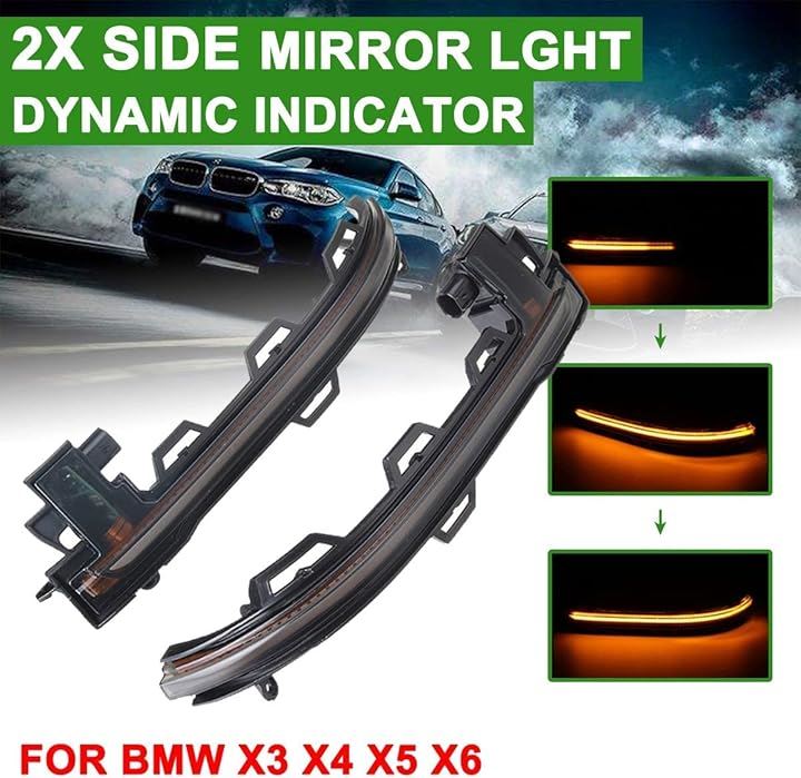 互換品/交換 LED 流れる ドアミラー ウインカー BMW スモーク仕様 シーケンシャル ダイナミック 純正交換タイプ X5 F15 2012-2018 F85 2013-2018 X6