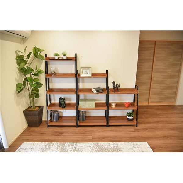 ラック 67cm幅 3段 スチール アイアン ブラック/ブラウン [組立品]