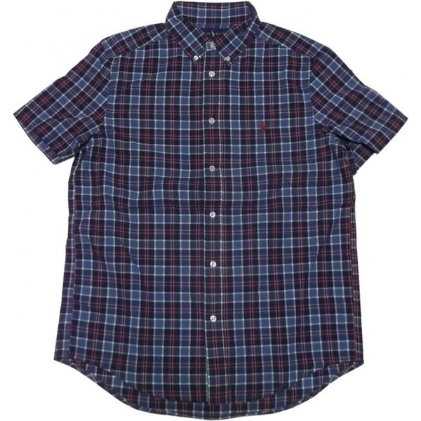 ボーイズサイズ 半袖 ボタンダウンシャツ ネイビー boys PR2-1110