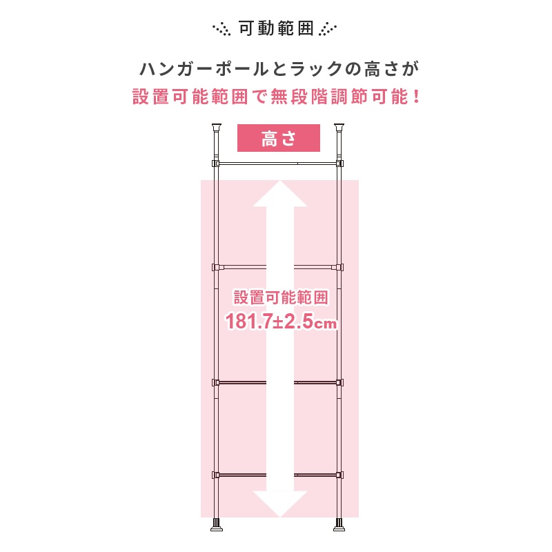 突っ張りラック ラック つっぱり ハンガーラック 衣類収納 ハンガーポール オープンラック 伸縮 パイプハンガー 突っ張り 衣類 コート 上着 壁面収納 白 黒 ホワイト おしゃれ A