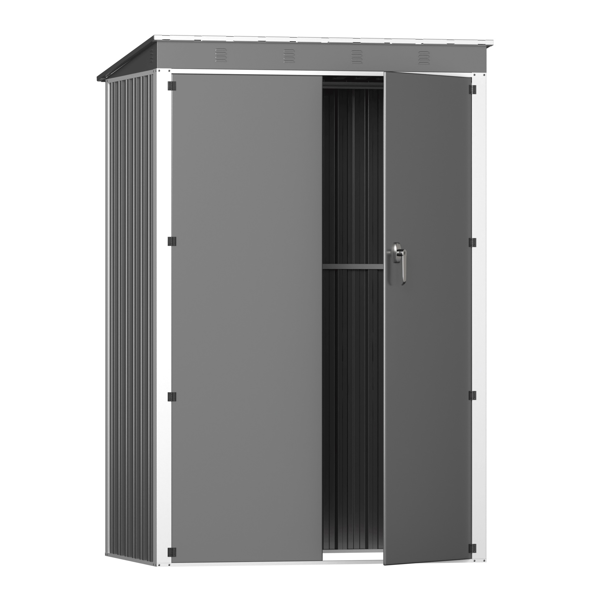 物置 屋外 スチール 倉庫 戸外収納庫 幅123*奥行き90.5*高185 物置き おしゃれ 大型 収納庫 屋外物置 防さび ベランダ 防水 ドア スチール物置 屋外収納 ガーデニング 庭 新作【グレ