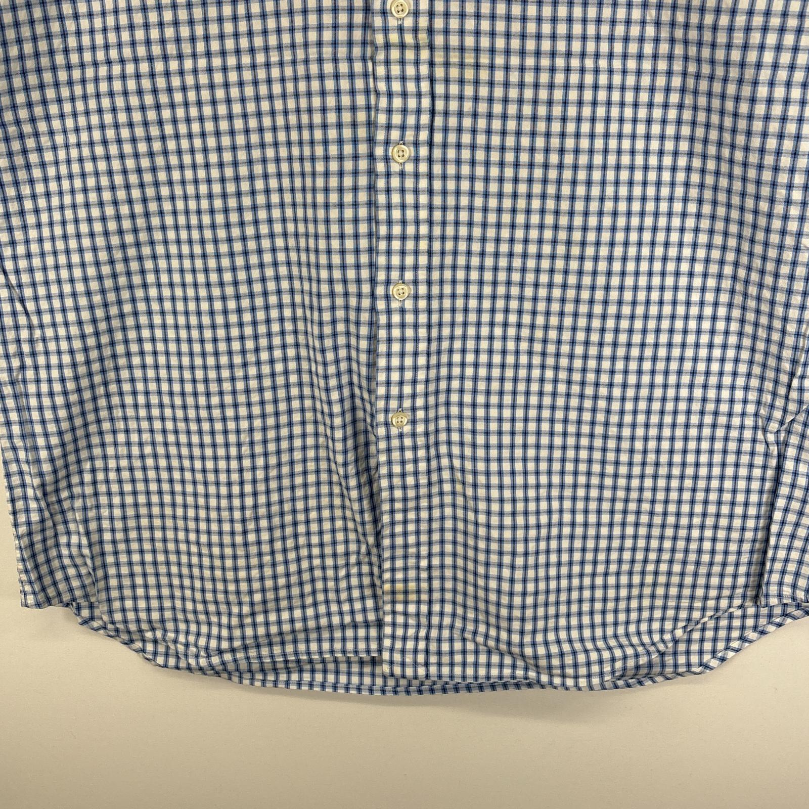 古着 半袖シャツ ワンポイント ロゴ 刺繍 ボタンダウンシャツ 大きいサイズ XL ブルー系 チェック メンズ