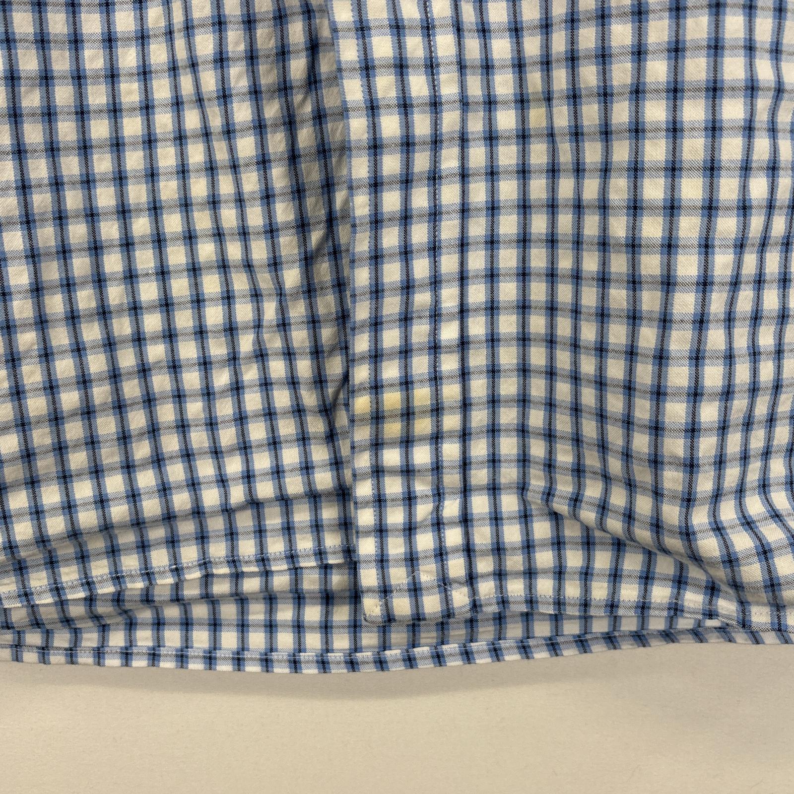 古着 半袖シャツ ワンポイント ロゴ 刺繍 ボタンダウンシャツ 大きいサイズ XL ブルー系 チェック メンズ