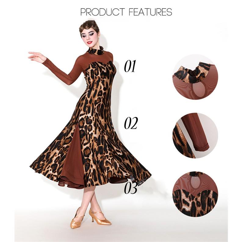 社交ダンス ドレス ロングドレス モダンドレス ヒョウ柄 ブラウン 社交ダンス衣装 大きい裾 モダン スタンダード ワルツ ワンピース ダンス衣装 ステージ衣装 社交ダンス ドレス ロングドレス モダンドレス ヒョウ柄 ブラウン 社交ダンス衣装 大きい裾 モダン スタンダード ワルツ ワンピース ダンス衣装 ステージ衣装
