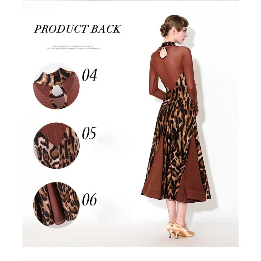 社交ダンス ドレス ロングドレス モダンドレス ヒョウ柄 ブラウン 社交ダンス衣装 大きい裾 モダン スタンダード ワルツ ワンピース ダンス衣装 ステージ衣装 社交ダンス ドレス ロングドレス モダンドレス ヒョウ柄 ブラウン 社交ダンス衣装 大きい裾 モダン スタンダード ワルツ ワンピース ダンス衣装 ステージ衣装