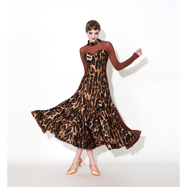 社交ダンス ドレス ロングドレス モダンドレス ヒョウ柄 ブラウン 社交ダンス衣装 大きい裾 モダン スタンダード ワルツ ワンピース ダンス衣装 ステージ衣装 社交ダンス ドレス ロングドレス モダンドレス ヒョウ柄 ブラウン 社交ダンス衣装 大きい裾 モダン スタンダード ワルツ ワンピース ダンス衣装 ステージ衣装
