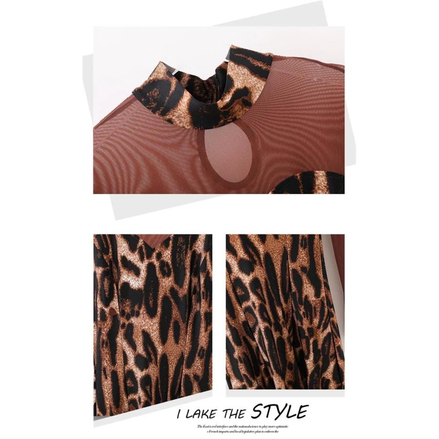 社交ダンス ドレス ロングドレス モダンドレス ヒョウ柄 ブラウン 社交ダンス衣装 大きい裾 モダン スタンダード ワルツ ワンピース ダンス衣装 ステージ衣装 社交ダンス ドレス ロングドレス モダンドレス ヒョウ柄 ブラウン 社交ダンス衣装 大きい裾 モダン スタンダード ワルツ ワンピース ダンス衣装 ステージ衣装