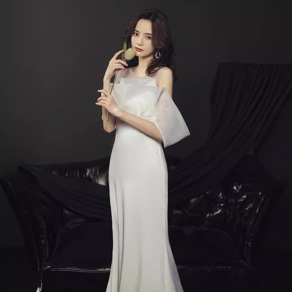 韓国新作追加!!! 結婚式 ドレス ワンピース ウエディングドレス フィッシュテールスカート 花嫁 披露宴 二次会 謝恩会 発表会 演奏会 女子会