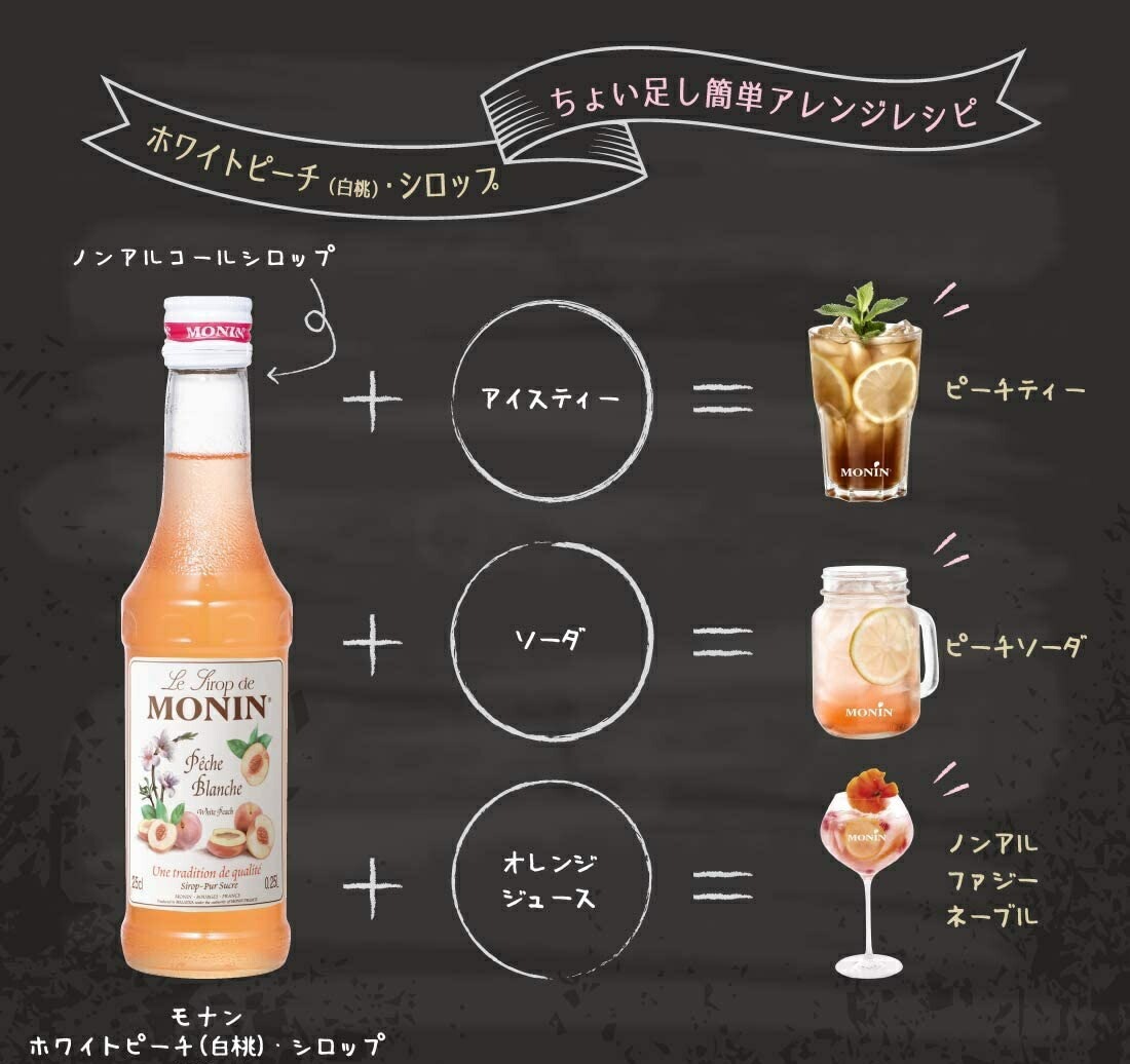 【送料無料】MONIN モナン ホワイトピーチシロップ 700ml12本ノンアルコール シロップ