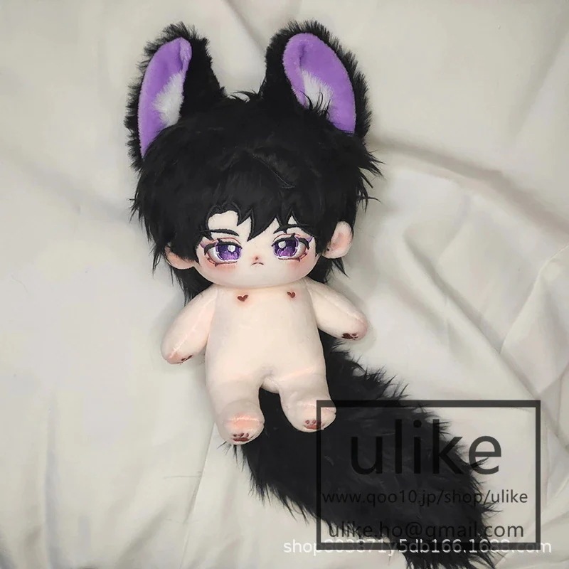イケメン ぬいぐるみ 20cm 本体 無属性なし 黒い耳 緑の目 獣耳付け 着せ替え人形 日常服人形 韓国ファッション アイドル ぬいぐるみ用 ドールウェア ぬいぐるみ 20cm 服 靴 洋服