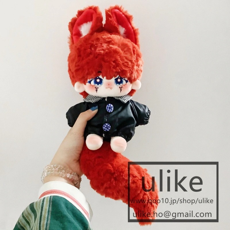 イケメン ぬいぐるみ 20cm 本体 無属性なし 黒い耳 緑の目 獣耳付け 着せ替え人形 日常服人形 韓国ファッション アイドル ぬいぐるみ用 ドールウェア ぬいぐるみ 20cm 服 靴 洋服