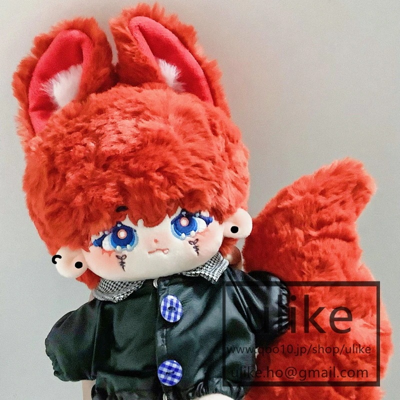 イケメン ぬいぐるみ 20cm 本体 無属性なし 黒い耳 緑の目 獣耳付け 着せ替え人形 日常服人形 韓国ファッション アイドル ぬいぐるみ用 ドールウェア ぬいぐるみ 20cm 服 靴 洋服