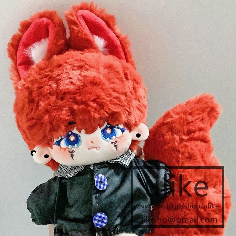 イケメン ぬいぐるみ 20cm 本体 無属性なし 黒い耳 緑の目 獣耳付け 着せ替え人形 日常服人形 韓国ファッション アイドル ぬいぐるみ用 ドールウェア ぬいぐるみ 20cm 服 靴 洋服