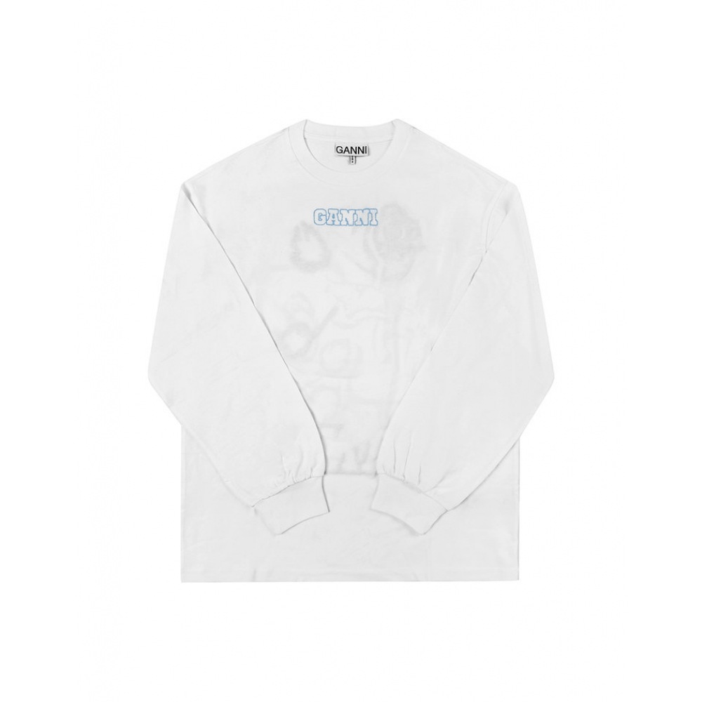 GANNI T3999 151 フューチャーロゴプリントレディースロングスリーブTシャツ GANNI T3999 151 フューチャーロゴプリントレディースロングスリーブTシャツ