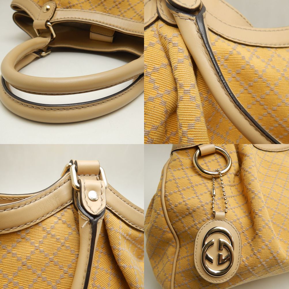 211944 ハンドバッグ スーキー インターロッキングG ディアマンテ キャンバス イエロー ベージュ/252688【中古】