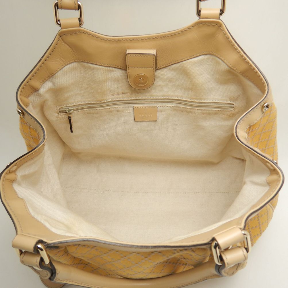 211944 ハンドバッグ スーキー インターロッキングG ディアマンテ キャンバス イエロー ベージュ/252688【中古】