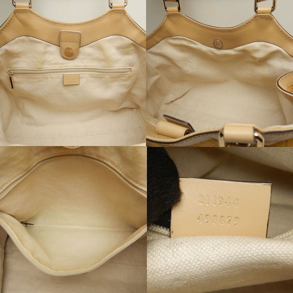 211944 ハンドバッグ スーキー インターロッキングG ディアマンテ キャンバス イエロー ベージュ/252688【中古】