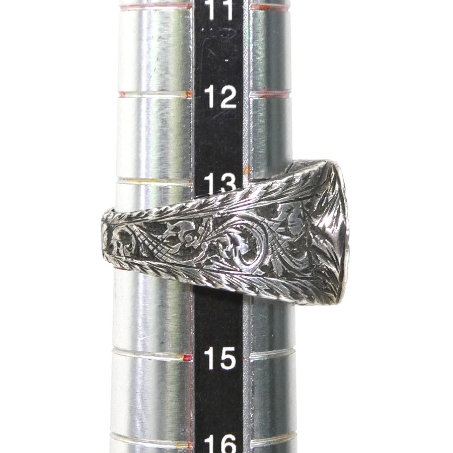 新品未使用　GUCCI 　指輪　アラベスク　シルバーリング 14号 GUCCI☆アラベスク エングレービングエッジ ダブルG キーリング