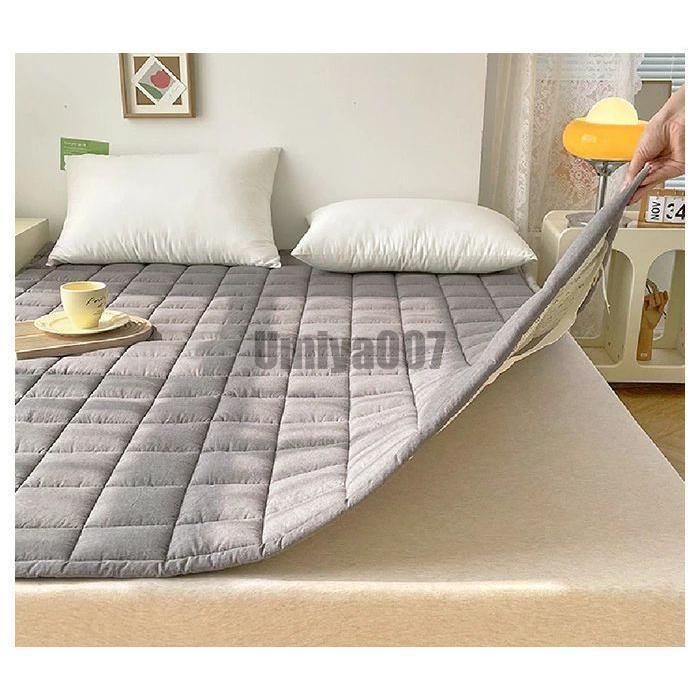 [Sahayo]敷きパッド 綿100％ シングル セミダブル パッドシーツ 敷パッド ベッドパッド 水洗いキルト 優しい肌触り コットン 吸汗 吸水 中わた入り 四隅ゴム ズレにくい