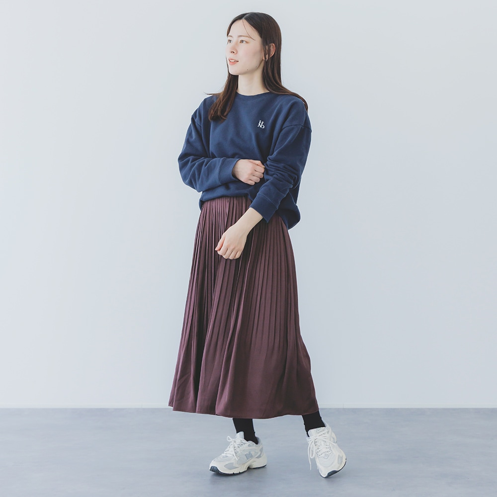 【2025秋冬】sosotto ソソット アンティークサテン 消しプリーツスカート ロングスカート ウエストゴム 無地 裏地付き 2025AW