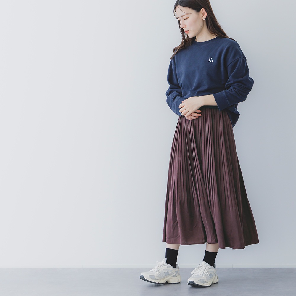 【2025秋冬】sosotto ソソット アンティークサテン 消しプリーツスカート ロングスカート ウエストゴム 無地 裏地付き 2025AW