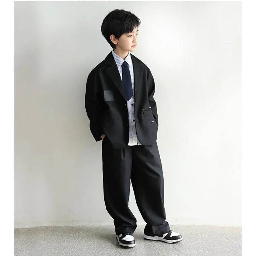 4点セット 卒業式 入学式 スーツ 男の子 ジュニア 大きいサイズ ゆったり 小学生 セットアップ フォーマル 長袖 卒園式 子供服 入学式 ロングパンツ 子供服