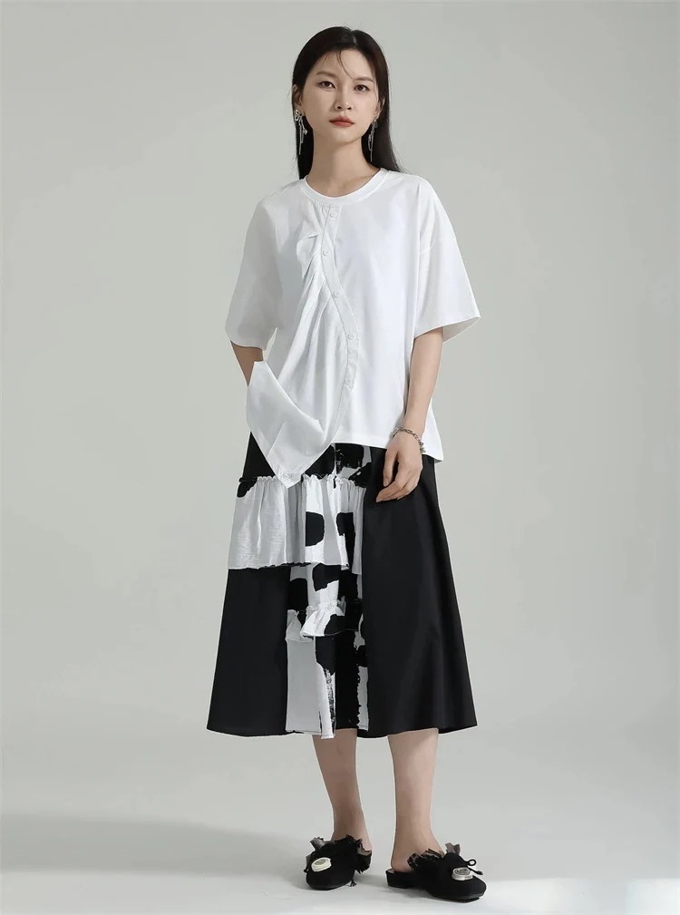 【上品】 ラウンドネック 半袖 Tシャツ 不規則裾 斜めデザイン ドッキング ブラウス レディース おしゃれ 上質 関連商品は店で購入可能 メガ割 【上品】 ラウンドネック 半袖 Tシャツ 不規則裾 斜めデザイン ドッキング ブラウス レディース おしゃれ 上質 関連商品は店で購入可能 メガ割