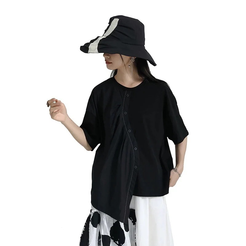 【上品】 ラウンドネック 半袖 Tシャツ 不規則裾 斜めデザイン ドッキング ブラウス レディース おしゃれ 上質 関連商品は店で購入可能 メガ割 【上品】 ラウンドネック 半袖 Tシャツ 不規則裾 斜めデザイン ドッキング ブラウス レディース おしゃれ 上質 関連商品は店で購入可能 メガ割