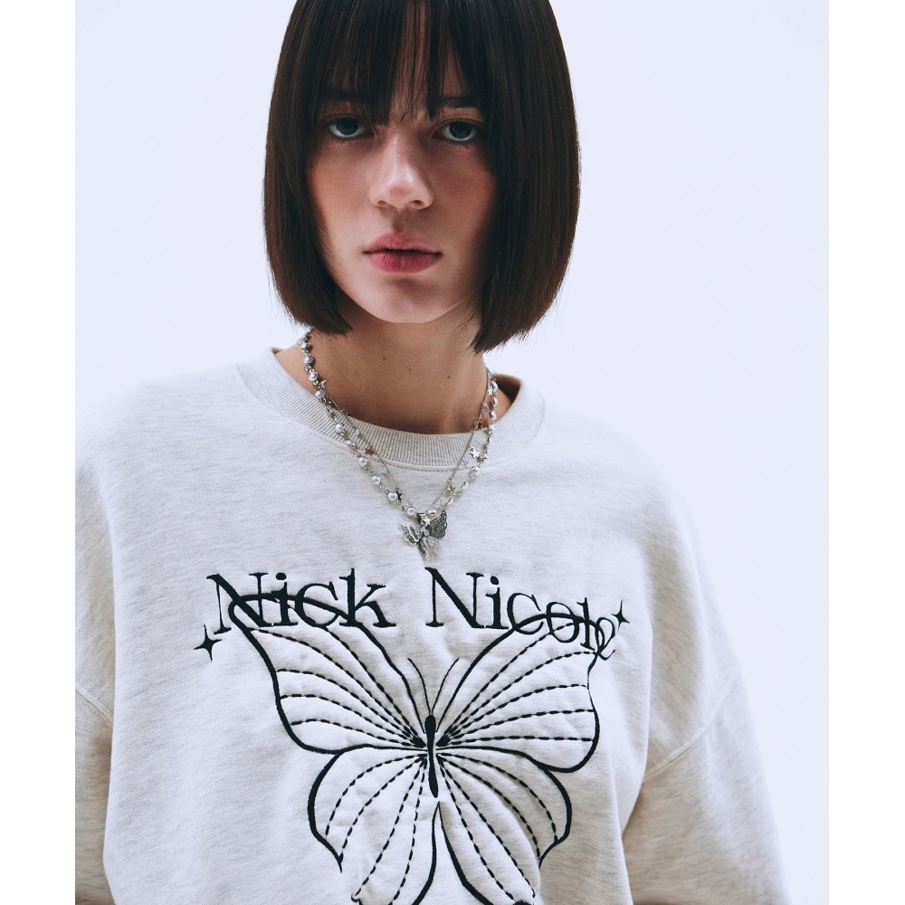 ニック&ニコールシャインバタフライスウェットシャツ_オートミール ニック&ニコールシャインバタフライスウェットシャツ_オートミール