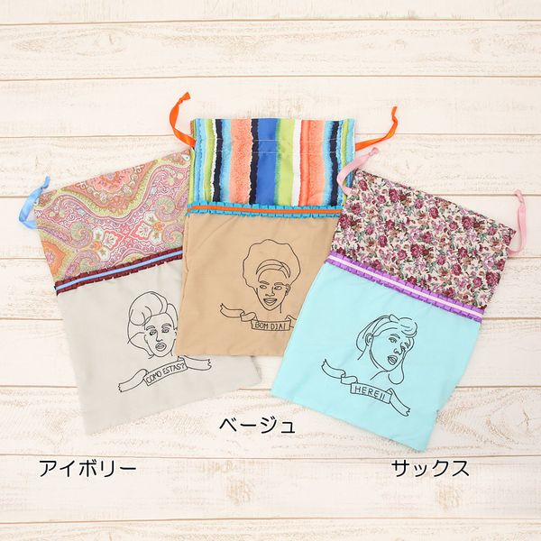 ポーチ レディースバッグ レディースファッション Face刺繍 巾着 おしゃれ スマート 女の子 旅 ポーチ レディースバッグ レディースファッション Face刺繍 巾着 おしゃれ スマート 女の子 旅