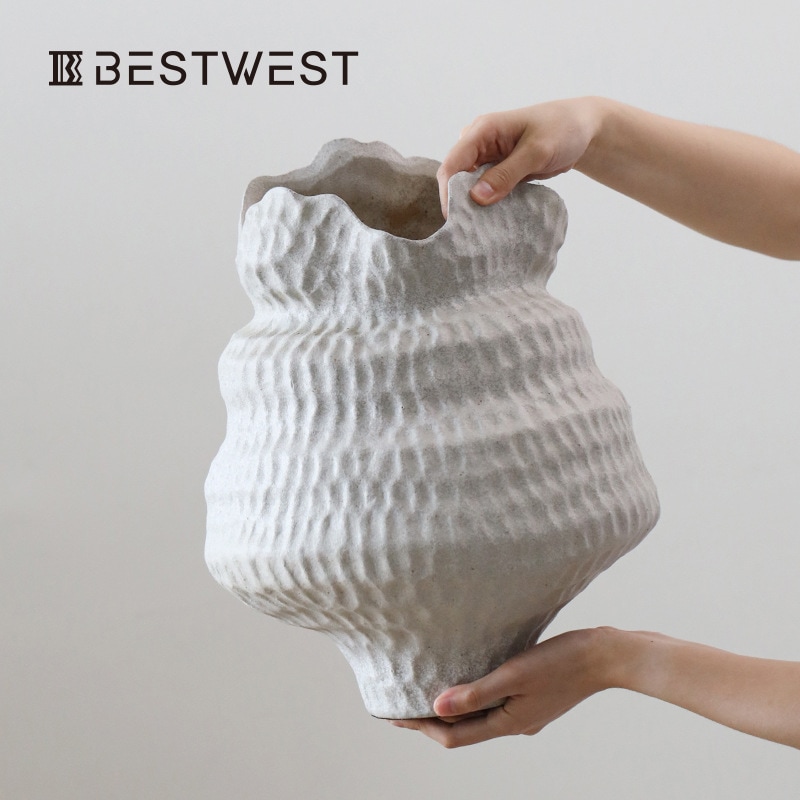 景徳鎮陶磁器花瓶置物高級感復古侘び寂び風乾花生け花陶器缶アイデア