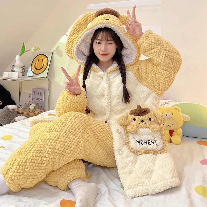 パジャマ着【3日送信】レディースパジャマ冬コーラルベルベット三層キルトシーズン暖かくてかわいい女の子フランネルフード付きホームウェアセットアニメコミック パジャマ着【3日送信】レディースパジャマ冬コーラルベルベット三層キルトシーズン暖かくてかわいい女の子フランネルフード付きホームウェアセットアニメコミック
