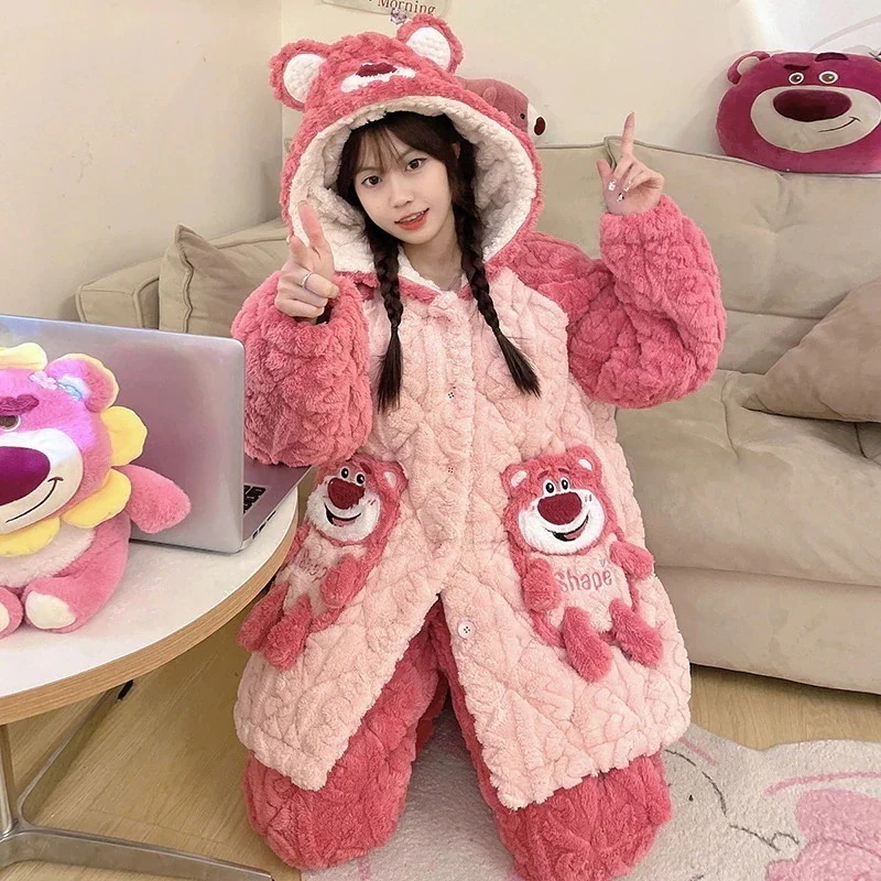 パジャマ着【3日送信】レディースパジャマ冬コーラルベルベット三層キルトシーズン暖かくてかわいい女の子フランネルフード付きホームウェアセットアニメコミック パジャマ着【3日送信】レディースパジャマ冬コーラルベルベット三層キルトシーズン暖かくてかわいい女の子フランネルフード付きホームウェアセットアニメコミック