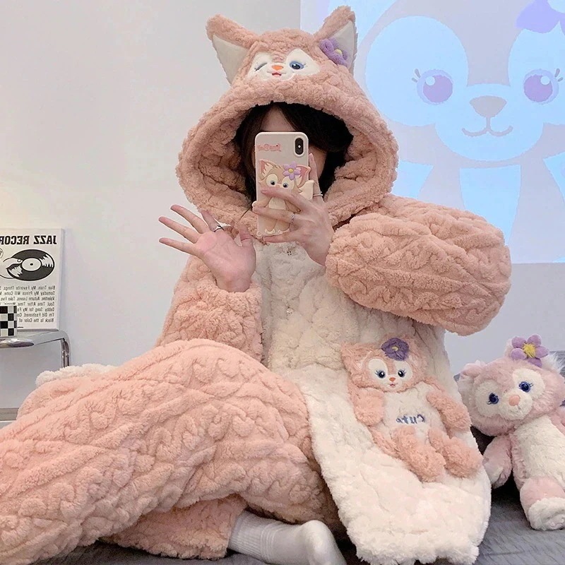 パジャマ着【3日送信】レディースパジャマ冬コーラルベルベット三層キルトシーズン暖かくてかわいい女の子フランネルフード付きホームウェアセットアニメコミック パジャマ着【3日送信】レディースパジャマ冬コーラルベルベット三層キルトシーズン暖かくてかわいい女の子フランネルフード付きホームウェアセットアニメコミック