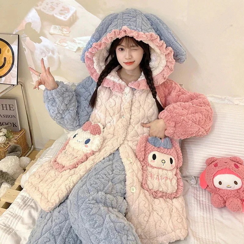 パジャマ着【3日送信】レディースパジャマ冬コーラルベルベット三層キルトシーズン暖かくてかわいい女の子フランネルフード付きホームウェアセットアニメコミック パジャマ着【3日送信】レディースパジャマ冬コーラルベルベット三層キルトシーズン暖かくてかわいい女の子フランネルフード付きホームウェアセットアニメコミック