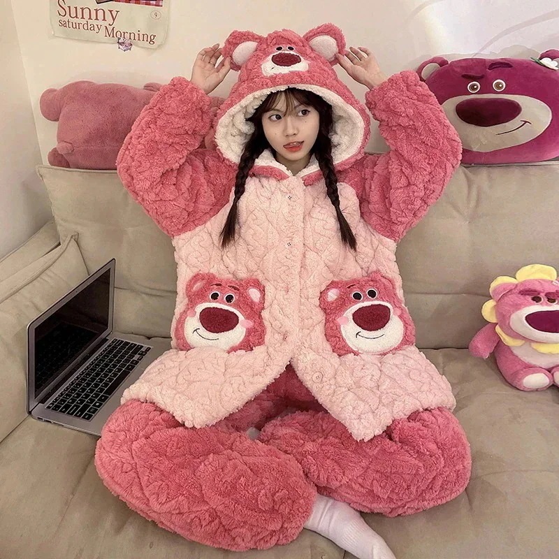 パジャマ着【3日送信】レディースパジャマ冬コーラルベルベット三層キルトシーズン暖かくてかわいい女の子フランネルフード付きホームウェアセットアニメコミック パジャマ着【3日送信】レディースパジャマ冬コーラルベルベット三層キルトシーズン暖かくてかわいい女の子フランネルフード付きホームウェアセットアニメコミック