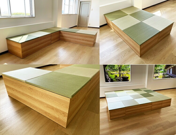 （完成品） 日本製 カラー豊富 抗菌 畳 ユニット （180240　高さ40ｃｍナチュラル）収納付き　【日本製 収納付き畳ボックス収納 ロータイプ 畳み たたみ い草 置き畳 畳ユニット ユニット畳