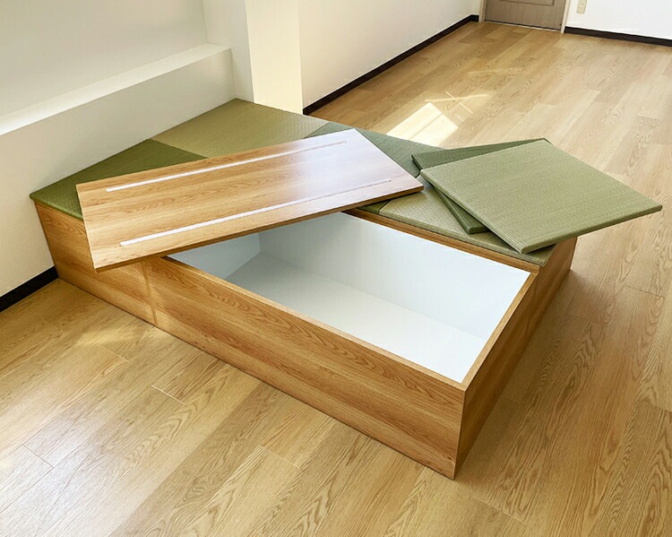 （完成品） 日本製 カラー豊富 抗菌 畳 ユニット （180240　高さ40ｃｍナチュラル）収納付き　【日本製 収納付き畳ボックス収納 ロータイプ 畳み たたみ い草 置き畳 畳ユニット ユニット畳
