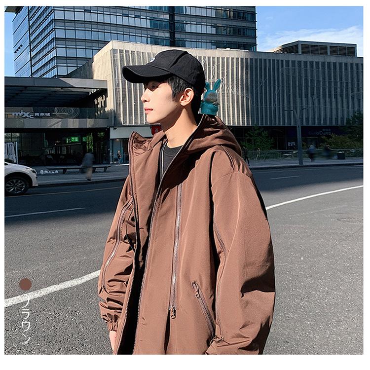 ジャケット メンズ フード付き アウター 長袖 パーカー シンプル ゆとり カジュアル 無地 防風 袖口リブ仕様 おしゃれ 秋冬春 おすすめ