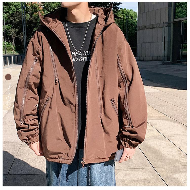 ジャケット メンズ フード付き アウター 長袖 パーカー シンプル ゆとり カジュアル 無地 防風 袖口リブ仕様 おしゃれ 秋冬春 おすすめ