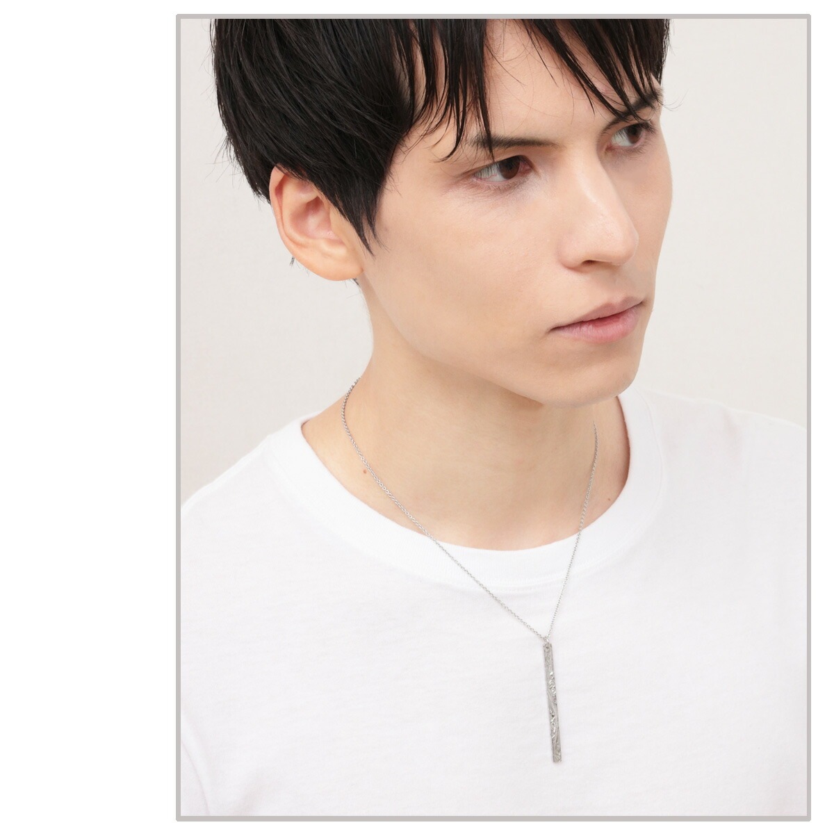 ハワイアンジュエリー ネックレス メンズ サージカルステンレス316L ロング バー 槌目