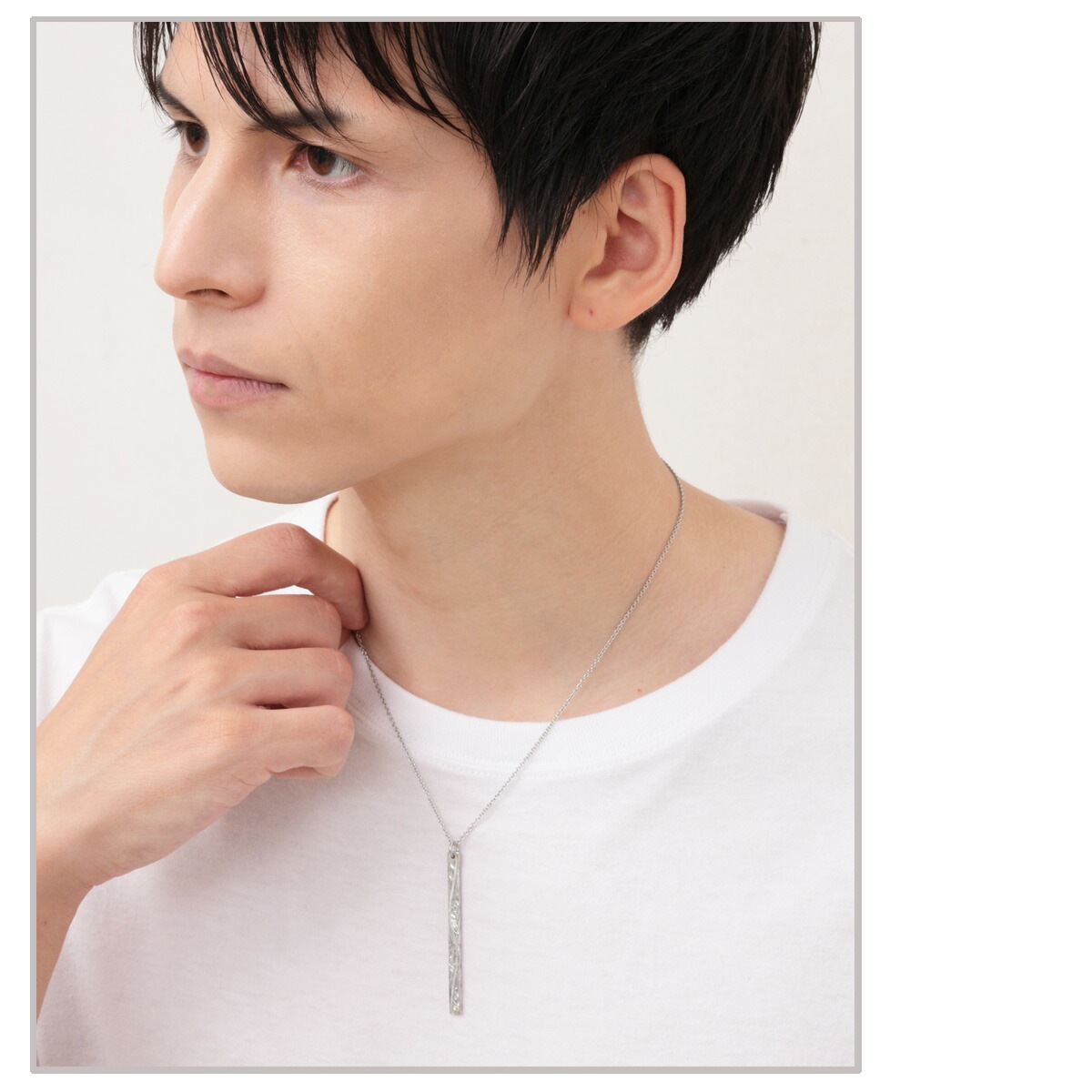 ハワイアンジュエリー ネックレス メンズ サージカルステンレス316L ロング バー 槌目