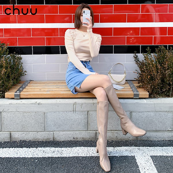 Qoo10] Chuu ステッチラインロングブーツ 6cm