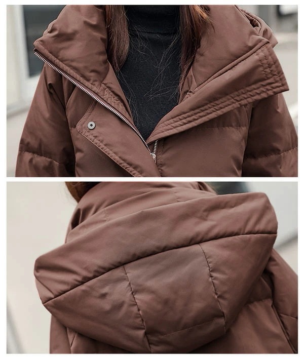 ダウンコート 90％ダウン ぽっちゃり 大きいサイズ ダウンジャケット レディース ラグランスリーブ ミモレ丈 防寒秋冬服 黒 アウター フード付き おしゃれ 美シルエット 暖かい 30代 40代 5